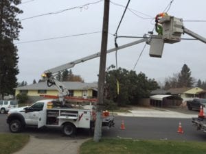 tech in bucket truck in Spokane