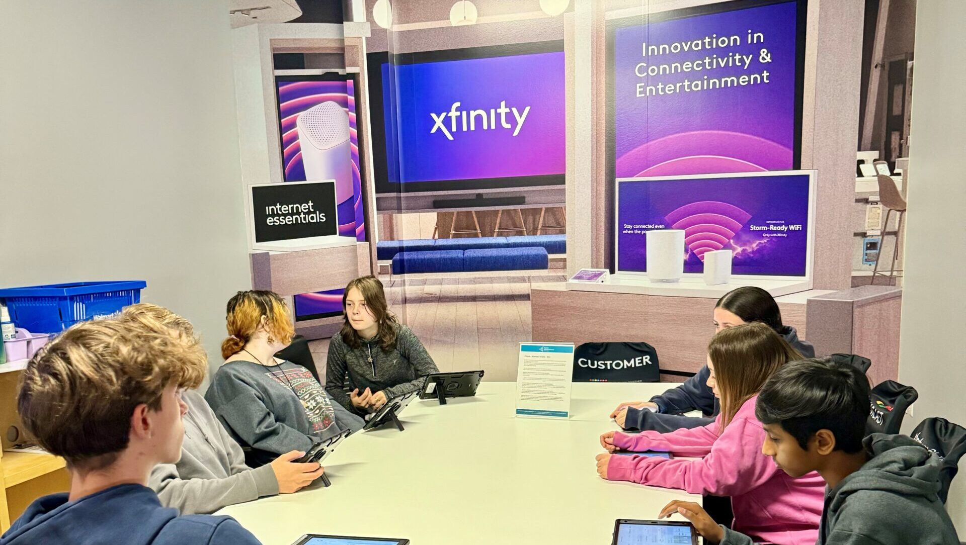 Students in the Comcast space in Finance Park at Junior Achievement.