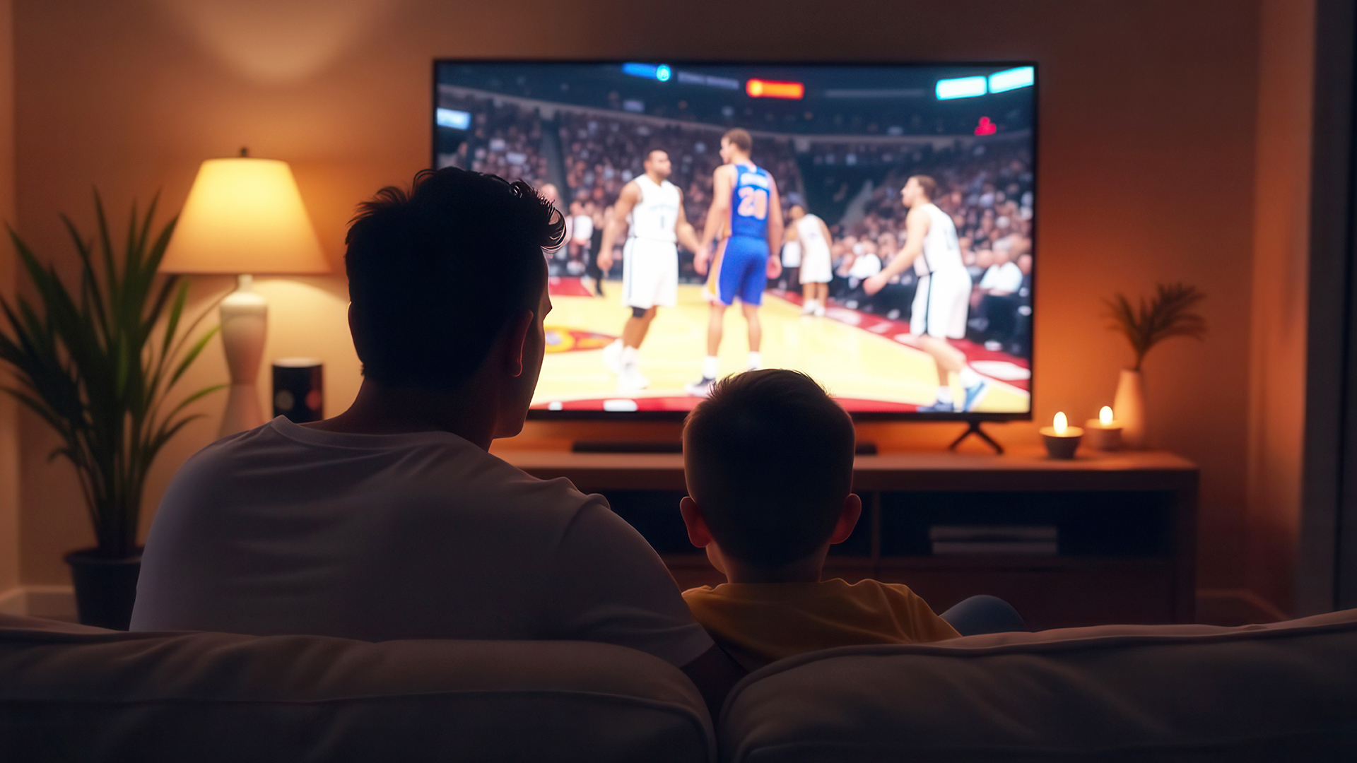 People watching basketball on a television.